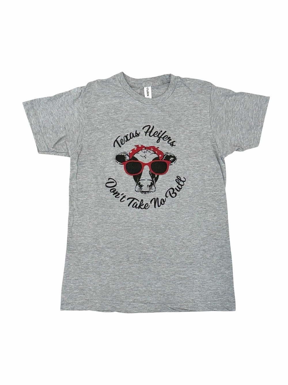 Tultex 202 Adult M Gray Crew Neck Short Sleeve Texas Heifers No Bull Tee Shirt